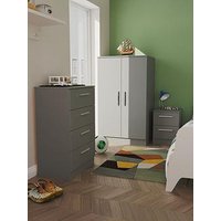 Swift Morgan Ready Assembled Kids Bedroom Package - Wardrobe, Bedside Table &Amp; 4 Drawer Chest