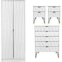 Swift Versailles Ready Assembled 4 Piece Package - 2 Door Wardrobe, 5 Drawer Chest And 2 Bedside Chests - Fsc&Reg; Certified