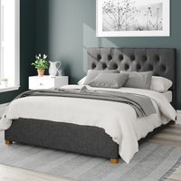Olivier Herringbone Twill Cotton Storage Ottoman Bed with Button Tufted Upholstered Headboard