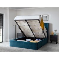 Julian Bowen Langham Scalloped Headboard Storage Bed Double Teal Ottoman Bed