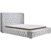 Birlea Grande Super King Steel Crushed Velvet Fabric Bed