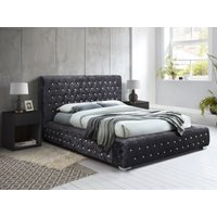 Birlea Grande Double Black Crushed Velvet Fabric Bed