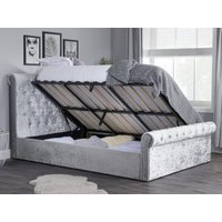 Birlea Sienna Side Ottoman Double Steel Crushed Velvet Ottoman Bed