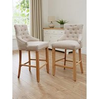 Very Home Warwick Pair Of Fabric Bar Stools - Natural/Oak - Fsc&Reg; Certified