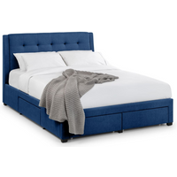 Julian Bowen Fullerton 4 Drawer Bed Double Blue Linen Fabric Bed