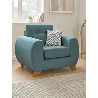 Very Home Prent Fabric Armchair - Teal - Made To Order In The Uk - Made To Order In The Uk