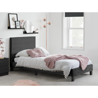Birlea Berlin Black Crushed Velvet Single Black Crushed Velvet Fabric Bed
