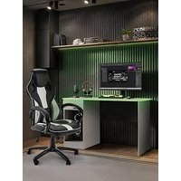X Rocker Gaming Bundle - Carbon-Tek Led Desk And Maverick Office Gaming Chair (White/Black)