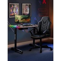 X Rocker Gaming Bundle Panther Rgb Led Desk And Saturn Mid-Back Office Gaming Chair - Gold