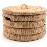 Marilo Round Braided Banana Bark Basket with Lid