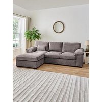 Very Home Salerno Standard Back Fabric Left Hand 3 Seater Chaise Sofa - Grey - Fsc&Reg; Certified