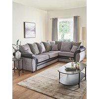 Very Home Marino Fabric/Faux Leather Right Hand Scatter Back Corner Group Sofa - Grey/Black - Made In The Uk