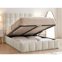Limelight Starla Square Boucle Storage King Size Ivory Ottoman Bed